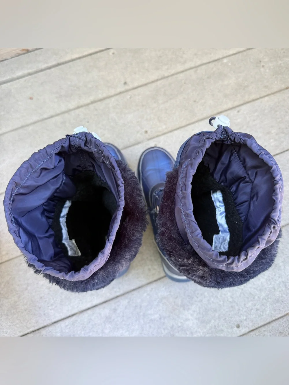 Lands End Snow Boots Girls Size 5M Navy Blue Insulated Winter Constellation Star